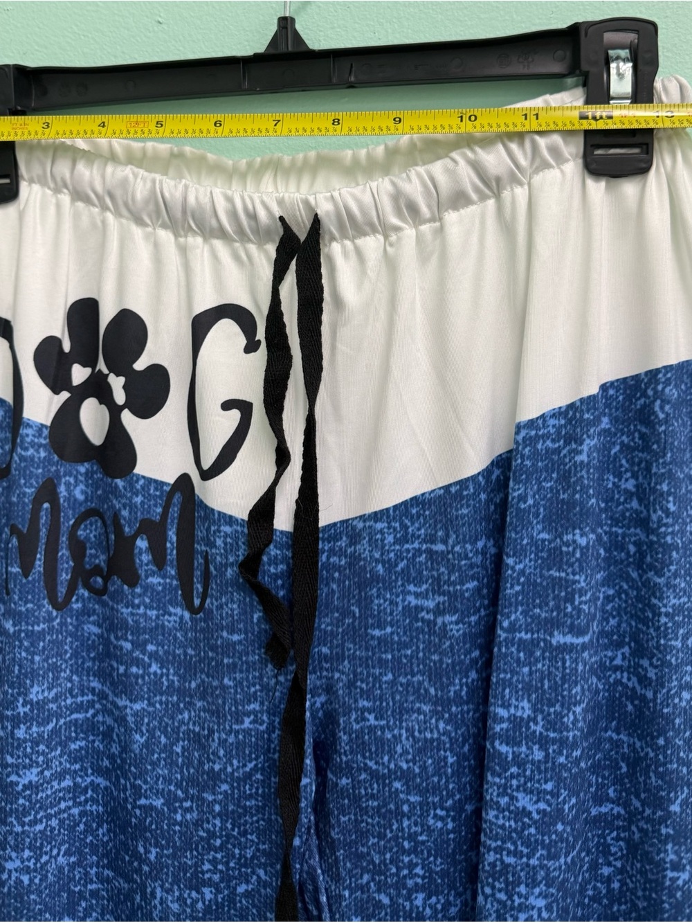 New Blue & White DOG MOM Paw Print Lounge Pants 27x30 - Picture 4 of 7